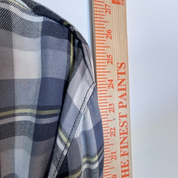 Lane Bryant Plaid Tunic Top Size 28 Blue Gray Black Rayon Long Sleeve - Picture 5 of 16